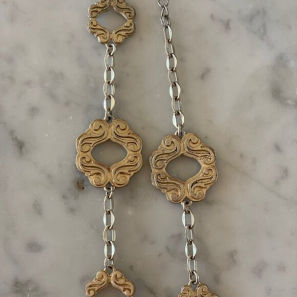 LIA SOPHIA Gold Tone Etched Link Long Necklace Vintage Retired - Picture 9 of 13